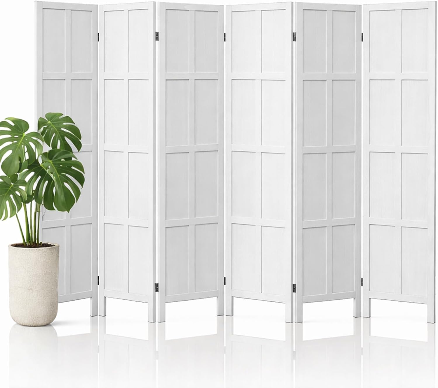 Partition Screen Divider - فاصل غرفة خشبي بستة ألواح وشاشة