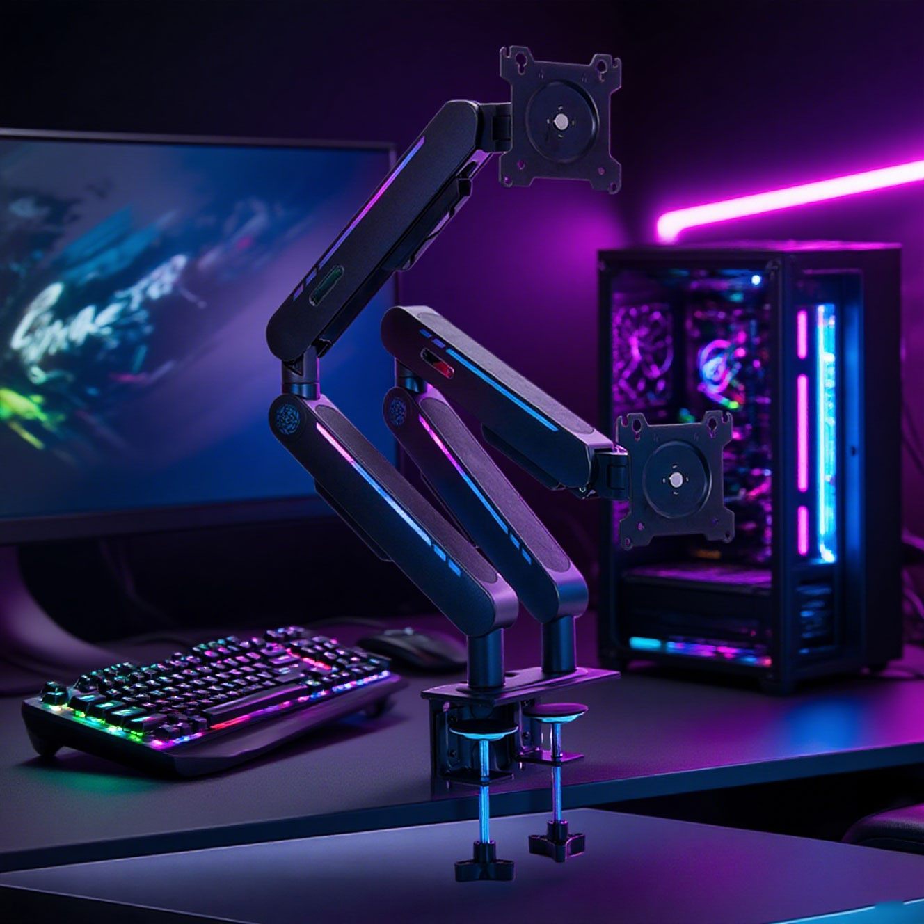 حامل مكتب جديد بذراع مزدوج قاب - مراجعة Monitor Stand وسعره